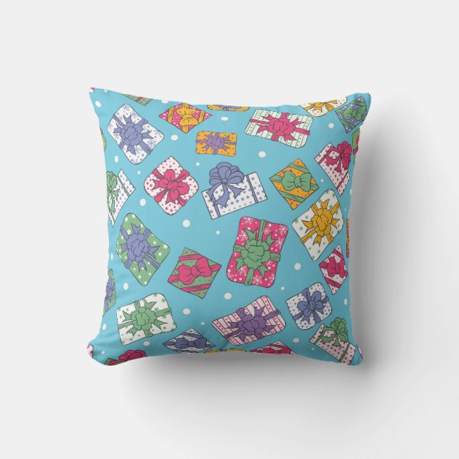 Christmas gifts pattern throw pillow (Front)