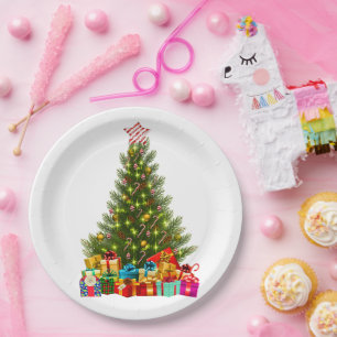 christmas gifts pine tree vintage xmas star decor paper plates