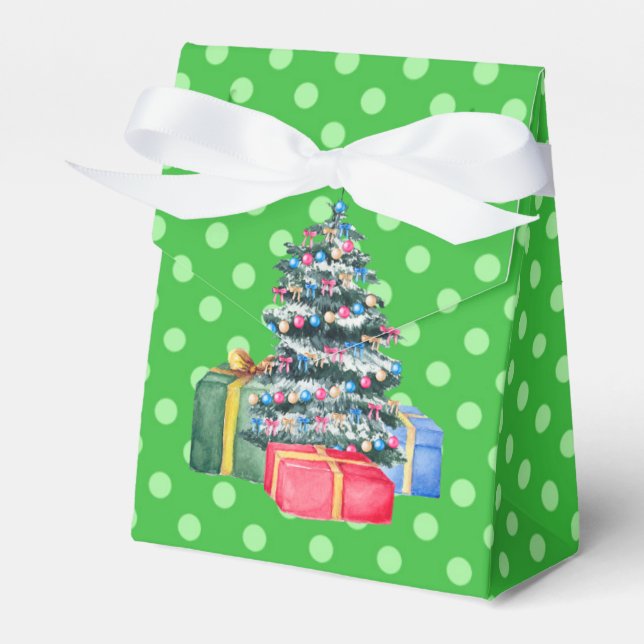 Christmas Gifts & Polka Dots Favor Box (Front Side)