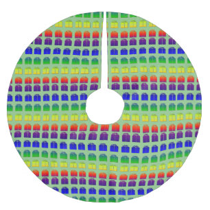 Christmas Gifts Presents Boxes Rainbow Red Green Brushed Polyester Tree Skirt