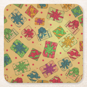 Christmas gifts square paper coaster
