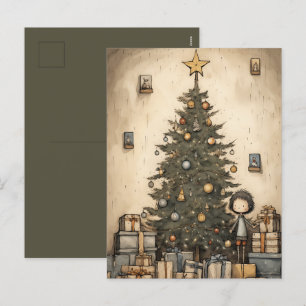 Christmas Gifts Under The Tree Holiday Postcard