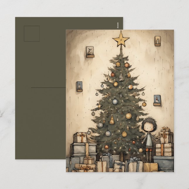 Christmas Gifts Under The Tree Holiday Postcard (Front/Back)