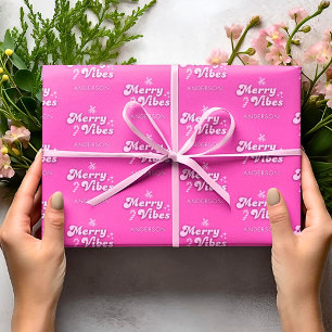 Christmas Giftwrap Merry Vibes Only Personalized Wrapping Paper