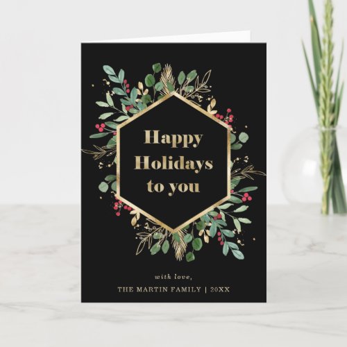 Christmas Gilded Greenery  Photo Inside Holiday Card