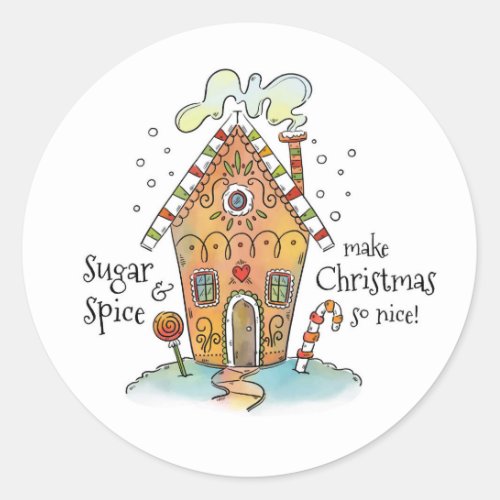 Christmas Ginger Bread House Classic Round Sticker