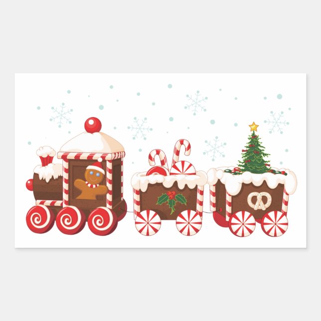 Christmas Ginger bread train Rectangular Sticker (Front)