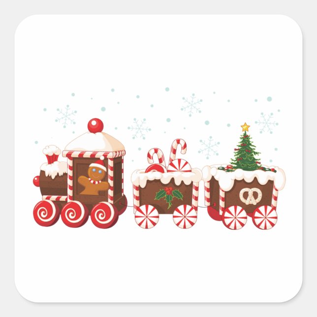 Christmas Ginger bread train Square Sticker (Front)