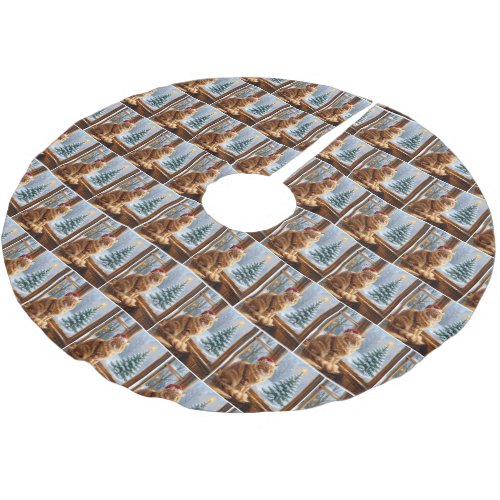 Christmas Ginger Cat Brushed Polyester Tree Skirt