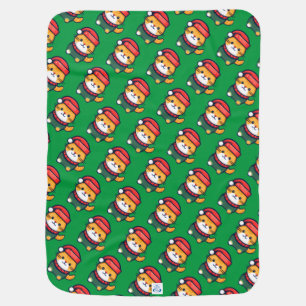 Christmas Ginger cat in Santa hat Baby Blanket