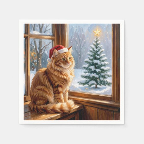 Christmas Ginger Cat Napkins