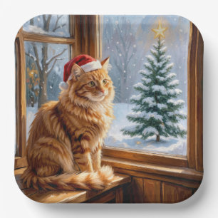Christmas Ginger Cat Paper Plates