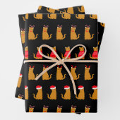 Christmas Ginger Cats in Festive Hats Wrapping Paper Sheets (In situ)