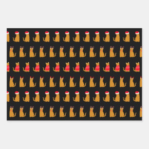 Christmas Ginger Cats in Festive Hats Wrapping Paper Sheets