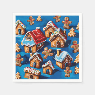 Christmas ginger Cookies Houses Trees Holiday deco Napkins