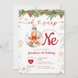 Christmas Gingerbread 1st Birthday Cookie Party Invitation