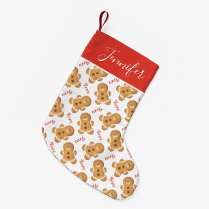 Christmas Gingerbread and Candy Cane Pattern Small Christmas Stocking