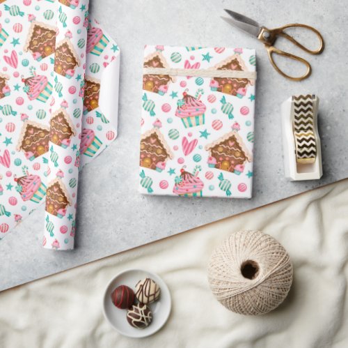 Christmas Gingerbread and Cupcakes Wrapping Paper