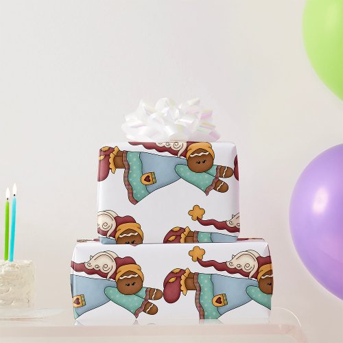 Christmas Gingerbread Angel Wrapping Paper
