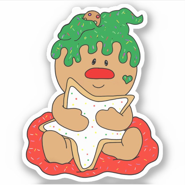 Christmas Gingerbread Baby Cookie Sticker (Front)