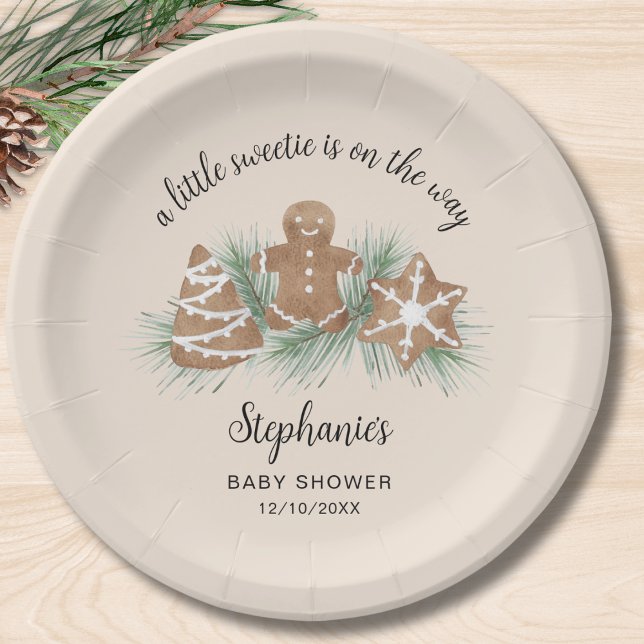 Christmas Gingerbread Baby Shower Paper Plates (Creator Uploaded)
