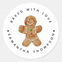 Christmas Gingerbread Baked with Love Classic Round Sticker