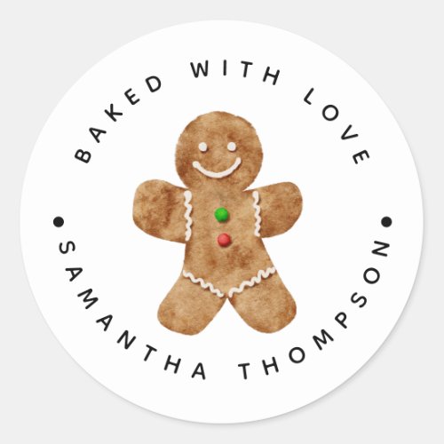 Christmas Gingerbread Baked with Love Classic Round Sticker
