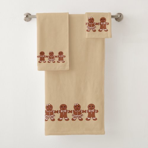 Christmas Gingerbread Bath Towels Set Gift