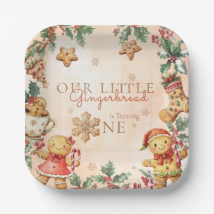 Christmas Gingerbread Birthday One Paper Plates