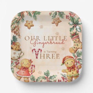 Christmas Gingerbread Birthday Three Paper Plates