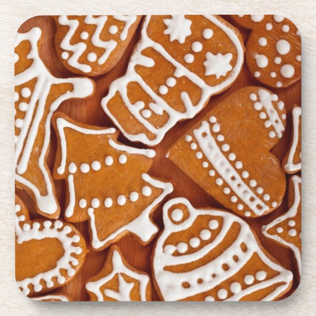 Christmas Gingerbread Biscuits Beverage Coaster (Front)