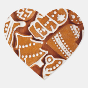 Christmas Gingerbread Biscuits Heart Sticker
