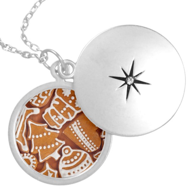 Christmas Gingerbread Biscuits Locket Necklace (Front)