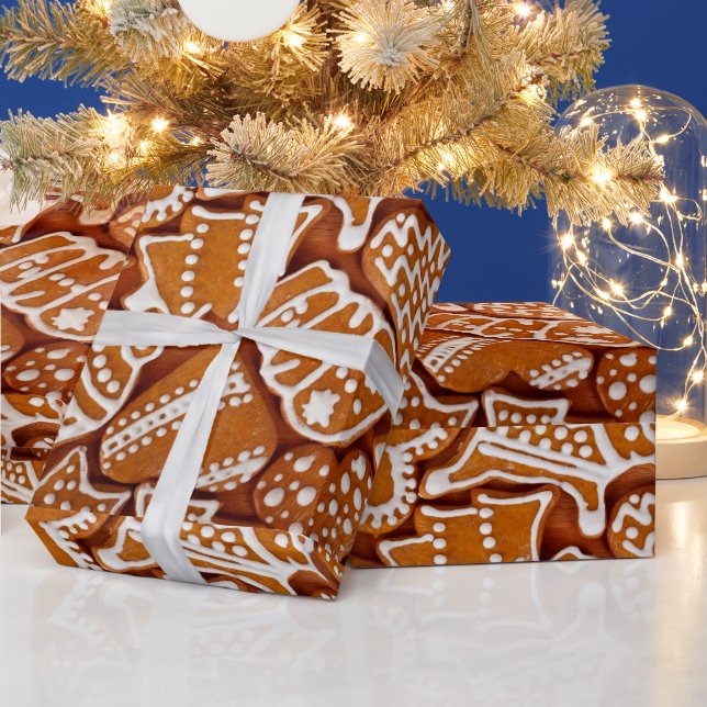 Christmas Gingerbread Biscuits Wrapping Paper (Holidays)