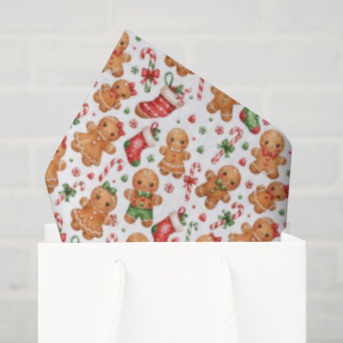 Christmas Gingerbread Boy and Girl with Stockings Tissue Paper