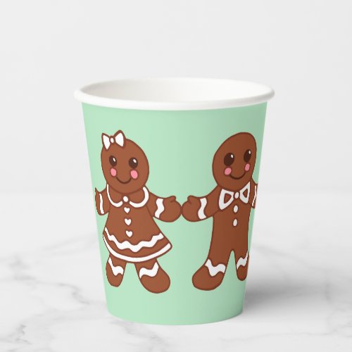 Christmas Gingerbread Boy Girl Coffee Drink Paper Cups