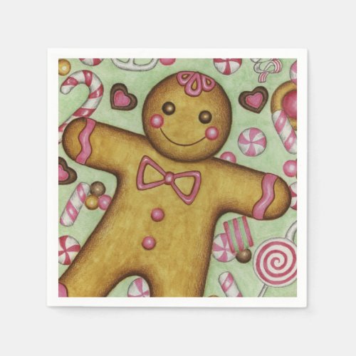 Christmas Gingerbread Boy Party Holiday Napkins