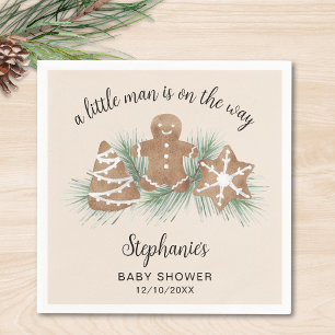 Christmas Gingerbread Boy's Baby Shower Napkins