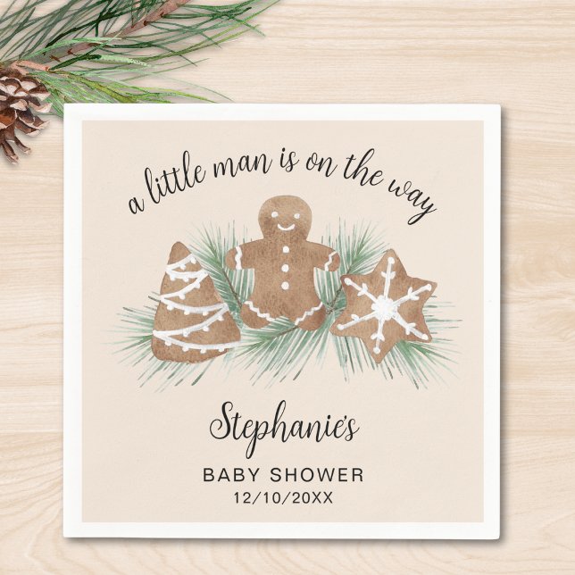 Christmas Gingerbread Boy's Baby Shower Napkins (Creator Uploaded)