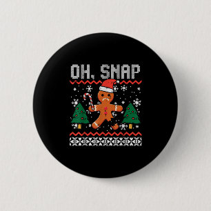Christmas Gingerbread Broken Oh Snap Ugly Xmas Men Button