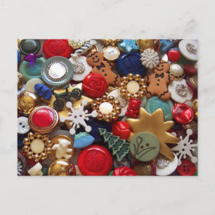 Christmas Gingerbread Buttons Holiday Postcard