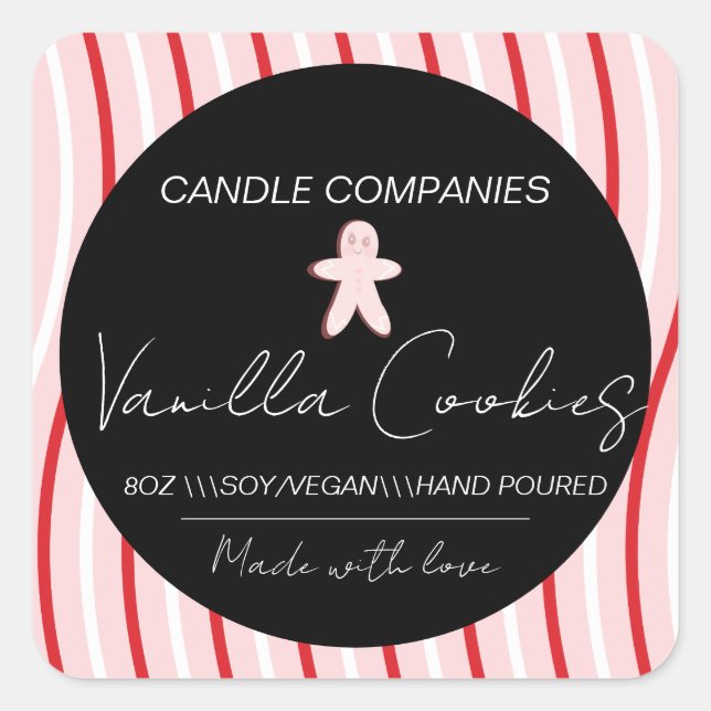 Christmas  Gingerbread Candle Maker Business  Square Sticker (Front)