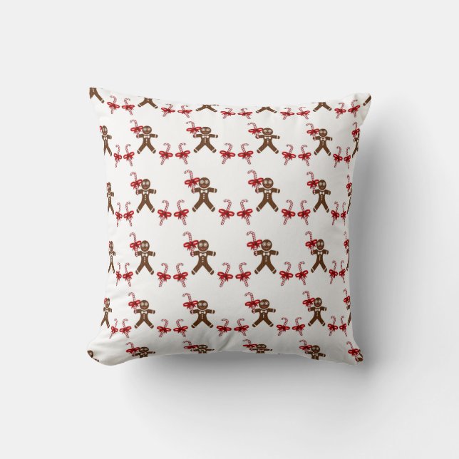 Christmas Gingerbread Candy Cookie Throw Pillow (Front)
