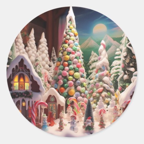 Christmas Gingerbread Candy Greeting Card Classic Round Sticker