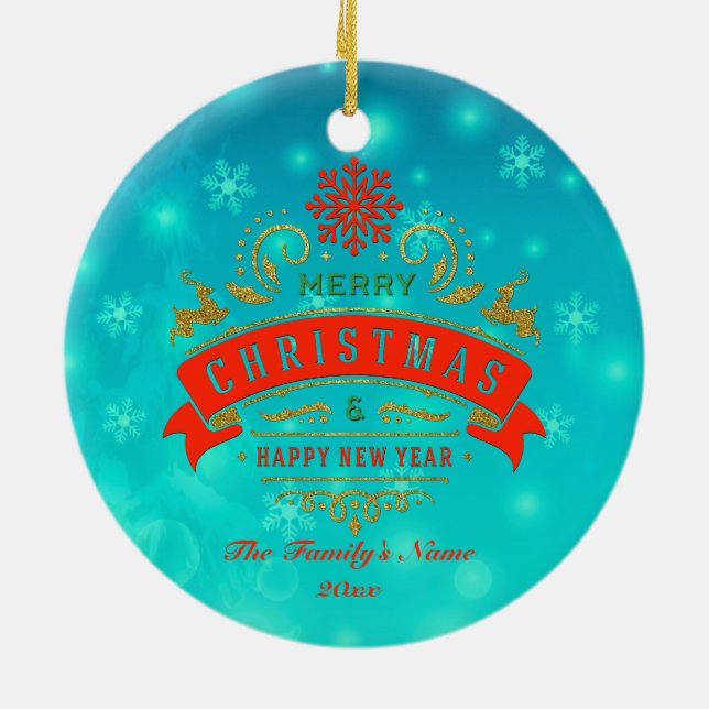 Christmas Gingerbread Candy House, and New Year Ceramic Ornament (Back)