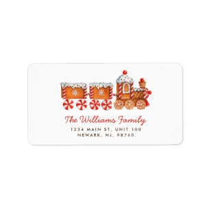 Christmas Gingerbread & Candy Train Address Label