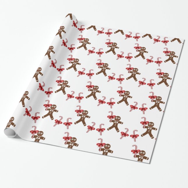 Christmas Gingerbread Candy Wrapping Paper (Unrolled)