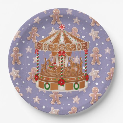 Christmas Gingerbread Carousel Paper Plates
