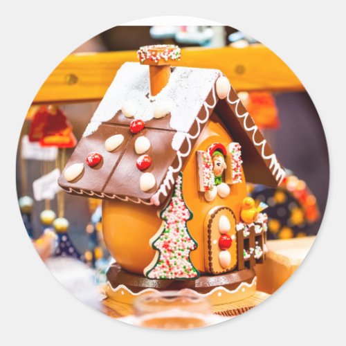 Christmas gingerbread classic round sticker
