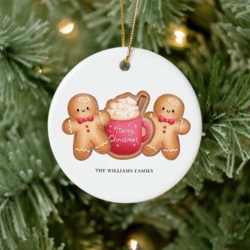 Christmas Gingerbread Cocoa Name Ceramic Ornament